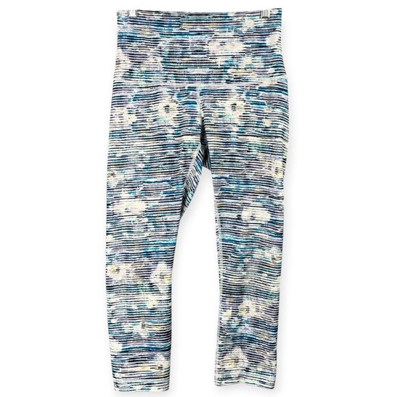 lululemon athletica Pants - Lululemon Wunder Under Crop High-Rise Leggings Women's 8 Blurry Belle Multi Blue